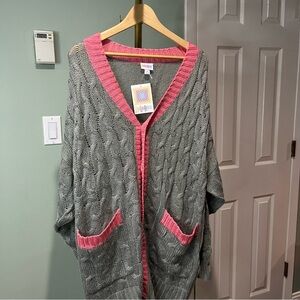 LuLaRoe Gray and Pink Knit Cardigan